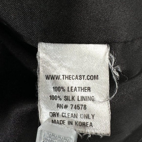 Vintage The Cast NYC Silk Lined Black Leather Vest Sleeveless Biker Jacket sz S - Picture 5 of 6